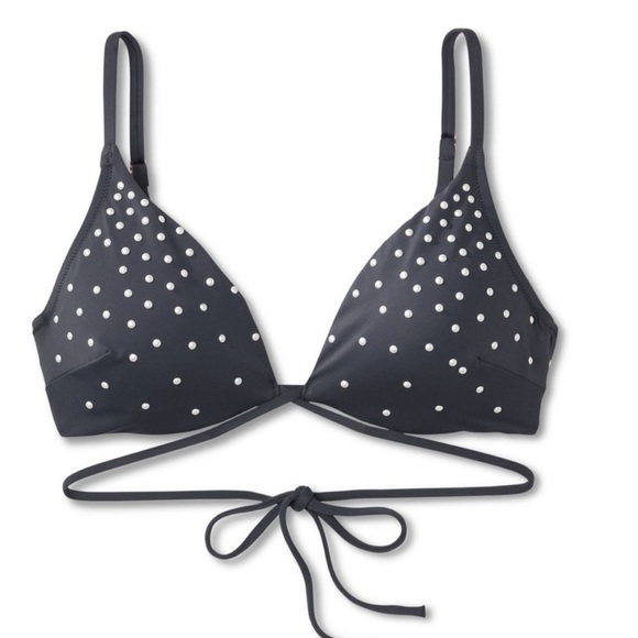 🟢Nwt Women's Embellished Strappy Triangle Bikini Top - Picture 1 of 5